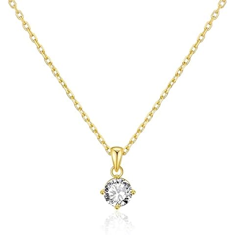 Philip Jones Gold Plated Solitaire Necklace with Zircondia Crystals Cover