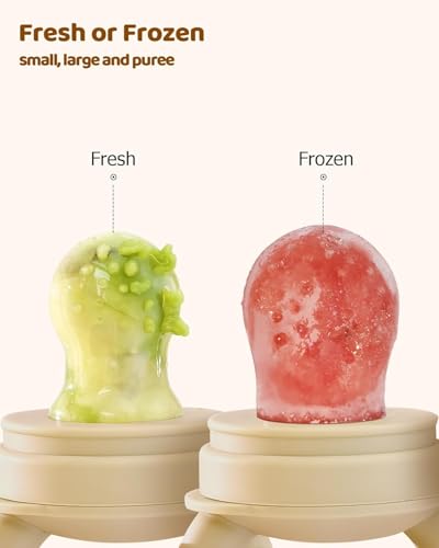 Image of ChooKaChoo 2 Pack Baby Fruit Feeder & Freezer Nibble Tray Combo, Push Pop Baby Food Feeder to Safely Introduce New Foods, Fresh & Frozen Food Silicone Feeder, 100% Food Grade, BPA Free