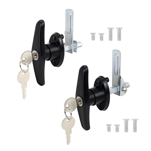 QZATTCAEN Truck Cap Locking T-Handle Matching Set T-Handles Lock Truck Cap Topper Camper Shell Locking T-Handle Keyed Alike Black T-Handle Lock kit (Left&Right)-Complete Set (2 Locks)