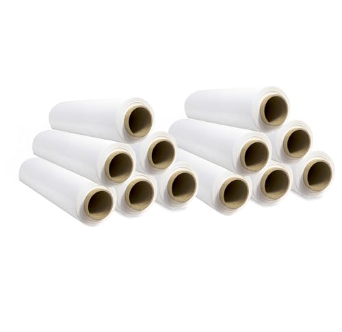 Plantawa Film Blanco para Embalaje Industrial y para Paletizar 12 unidad, Rollo de Papel Film Resistente de Plástico con Alta Elasticidad para Mudanzas y Envíos.