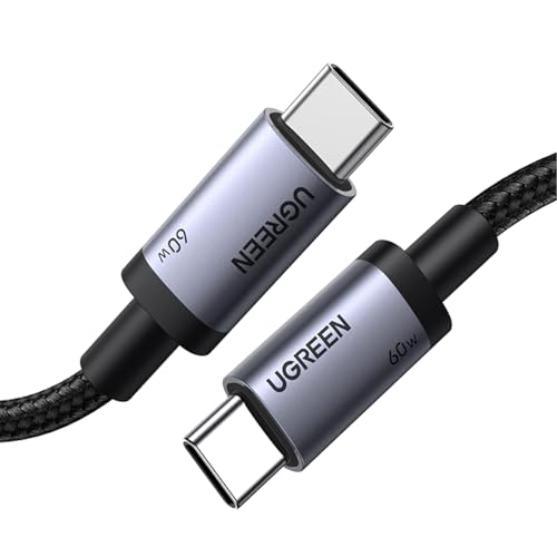 UGREEN USB C Cable 1M 60W Nylon-Braided Cord Type C Cable Fasting Charging Compatible for iPhone 17/16/15 Pro Max iPad/Air Galaxy S25 Ultra/24 S23 Huawei P70 Xiaomi OPPO Vivo