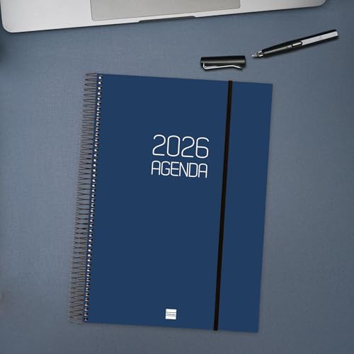 Miniatura 2 de Finocam - Agenda Espiral 2026 1 Día Página Enero - Diciembre 12 Meses Agenda A4 Anual 2026 Con Goma Tapa De Polipropileno Espiral Opaque - Azul - Español