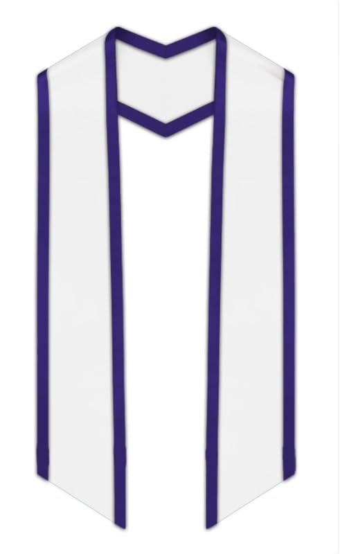 Unisex Graduation Honor Stole With Trim, Angled End Sash 72" Long