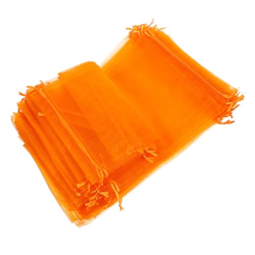 HIAKDOFT 100 Piezas Embalaje de con bolsa de gasa. Presente bolsa de joyería con cordón fiesta cartera bolsas de malla para bolso bolsa de almacenamiento de joyas organdí Naranja