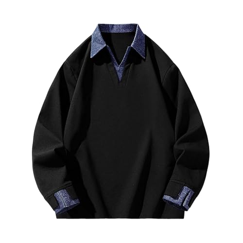T-shirt de sport tendance sweat col en V ample et manches longues homme
