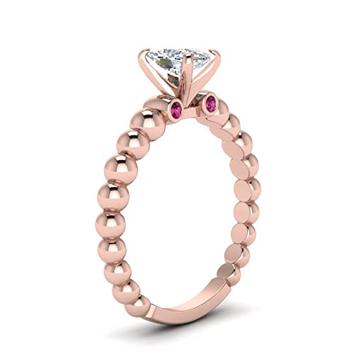 Image of 55Carat Choose Your Gemstone Bead Diamond CZ Engagement Ring Rose Gold Plated Cushion Shape Side Stone Engagement Rings Everyday Jewelry Wedding Jewelry Handmade Gifts for Wife US Size 4 to 12
