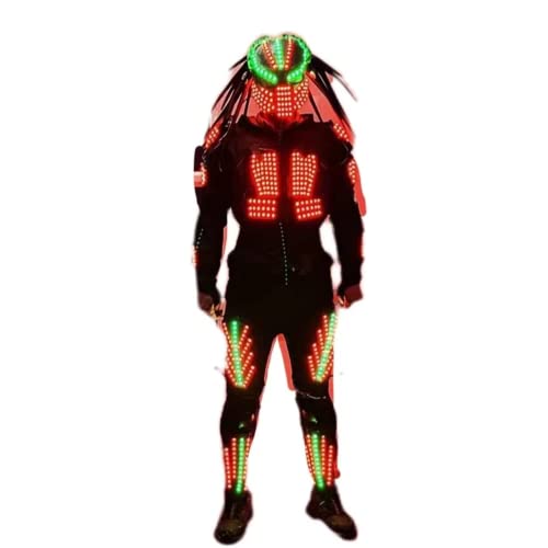 Earthradius Disfraz de robot LED para espectáculo de escenario, guantes luminosos, máscara de bar,...