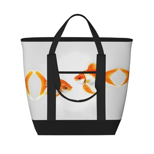Sac isotherme de grande capacité avec imprimé poisson mignon noir