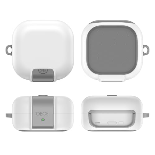Image of Oboe Aegis Case 'Compatible with' Samsung Galaxy Buds 4 & 4 Pro Case with Phone Stand & Keyring (White) [Buds & ChargingCase NOT Included]