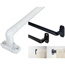 Single Window Rod 28 to 48-Inch,Heavy Duty Lock Seam Curtain Rod Adjustable Width, 2 1/2-Inch Projection,Hardware Included,Black2Pack