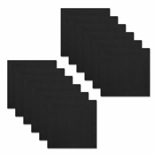 Cotton Craft Cloth Napkins - Set Of 12 Solid Color Cotton Everyday Lunch Dinner Napkin - Halloween Fall Christmas Holiday Birthday Party Gift Soft Washable Reusable Napkin - Oversized 20 X 20 - Black #TOP2