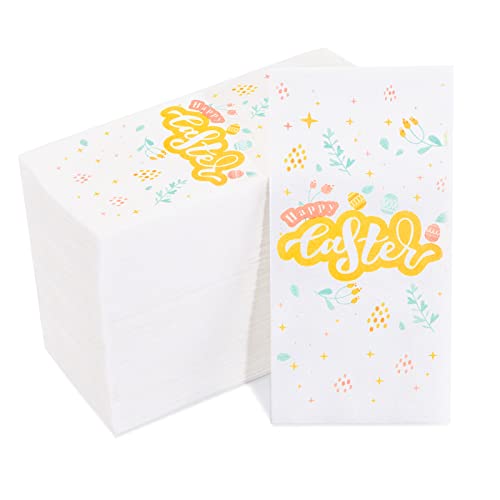 Nervure 50 Pcs Easter Paper Napkins - Heavy Duty Easter Disposable Napkins - Premium Quality Happy Easter Dinner Napkins - Easter Paper Hand Towels For Dinner & Easter Party #TOP28