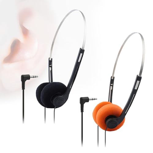 Image of Retro Style Headphone Practical Photo Props for Running Walking Take A Plane Black|Classic Metal Wired Headphones | 3.5mm Retro Earphones with Steel Wire Frame | Portable Lightweight Headset