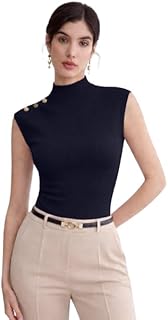 TIVANTE Solid Mock Neck with Metal Button Crop Top for Women Tank Tops for Woman | Sleeveless top top | Korean top | Crop ...