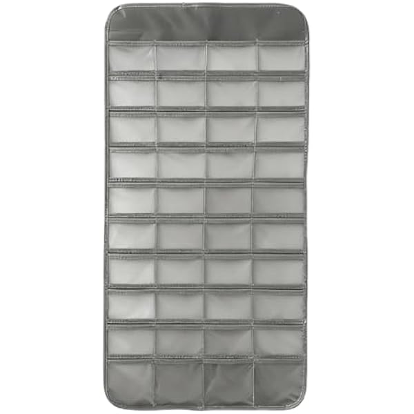BOSREROY 86 x 43 cm szary organizer na biżuterię, 80-kieszeniowy uchwyt na kolczyki, dwustronna torba na naszyjnik z włókniny