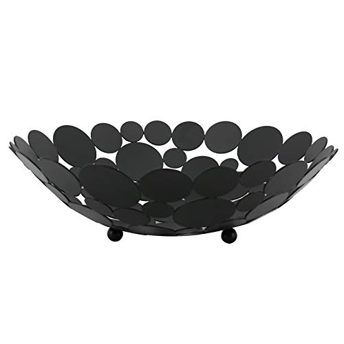 Patioer Metal Fruit Bowl Basket Decorative Fruit Basket 11.6 Inch, Large Round Centerpiece Bowl Countertop Fruit Holder Stand For Home Decor, Kitchen, Countertop, Counters, Black #TOP7