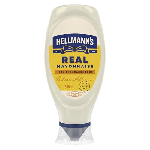 Hellmanns Real Mayonnaise Condiment Squeeze Bottle for Burgers Sandwiches and Salads 580 ml
