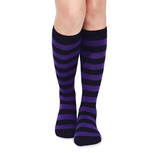 Image of Zando Striped Knee High Socks for Women Athletic Running Long Tube Socks Casual Knee High Stockings