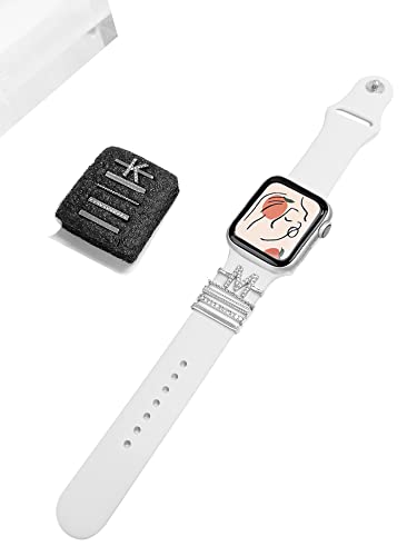 Image of 5Pcs Charms for Apple Watch band 41mm 45mm 40mm 44mm 38mm 42mm 46mm 49mm Women,Diamond+Metal Jewelry Decorative Ring For iWatch series 11 10 9 8 7 6 5 4 se 3 /2,Galaxy watch 7 /6 /5 /4,Strap Accessories
