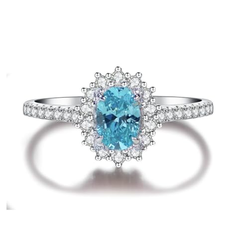 Bellitia Jewelry Bague pour femme en argent sterling 925/1000 avec paraiba bleu, bague à la mode avec pierres vertes pour femme, bijoux cadeaux pour Fête des...