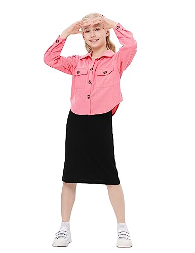 GERU Kid Little Girls 2 Piece Sleeveless Strap Cami Bodycon Dress with Warm Crop OutWear Jacket 3-12 Years4