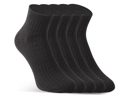 Yomandamor 5-Pack Coolmax Ankle Socks for Men Loose Fitting Casual Socks with Seamless Toe(10-13)