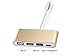 DigitCont USB Type-C Hub - 3 x USB Ports (USB 2.0 & 3.0) - w/USB-C Charging Port - Compatible with MacBook(2015/2016), ChromeBook Pixel Devices Nokia N1, Nexus 6/6p and Other Type-C HUB Devices, Gold