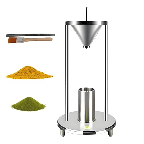 Medidor de densidad aparente para polvos, medidor de densidad de apilamiento natural con raspador y cepillo, de acero inoxidable, con abertura de embudo de 12,7 mm de diámetro
