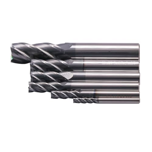 Image of 6Pcs 4 Flute Solid Carbide Square End Mills Set(1 /8 inch - 1 /2 inch), AlTiN Coated | 1 /8 inch, 3 /16 inch, 1 /4 inch, 5 /16 inch, 3 /8 inch, 1 /2 inch, 6Pcs End Mill Bit Set , 35 Degree Helix, CNC Router Bit