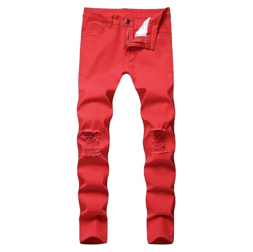 Maiyifu-GJ Men's Jeans Slim Fit Stretch Straight Leg Jeans Fashion Ripped Distressed Skinny Denim Pants for Men