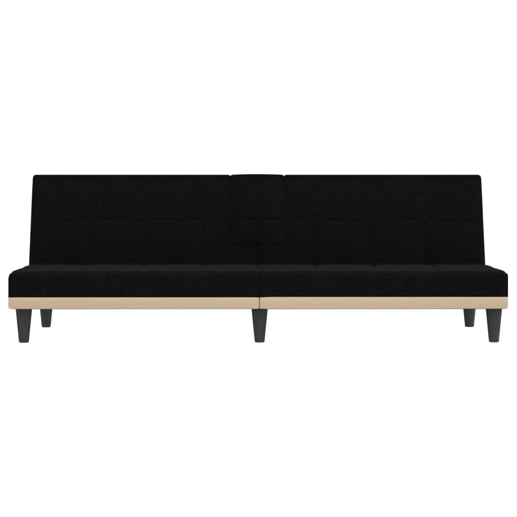 sofás de Dos plazas,Sofa 120 cm,Sofa Cama Dos plazas,Sofá Cama con portavasos Tela negroAdecuado para salón, Dormitorio