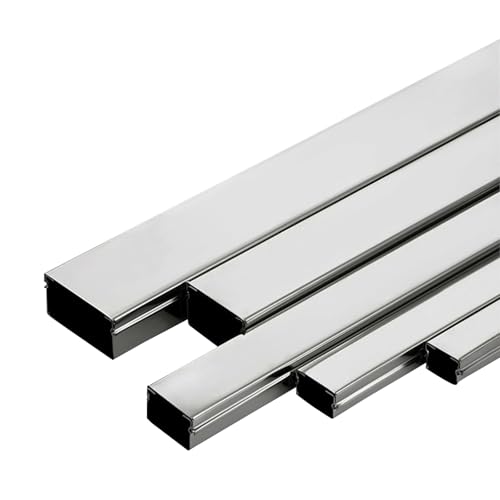 Canaleta para cables de acero inoxidable RSBFER, 1 m, cuadrada, protector de cables de superficie, con orificios de montaje, para tiendas minoristas y gimnasios, 50x50x0.6 mm miniatura 1