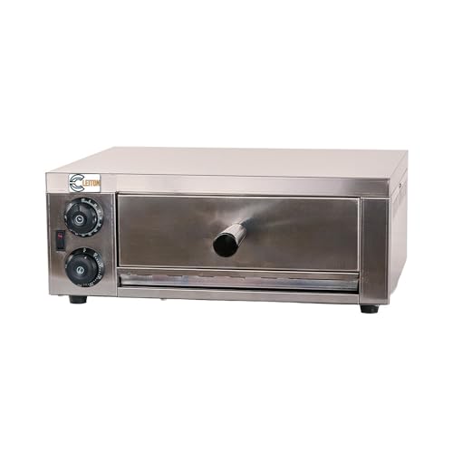 Cleiton® Horno de Pizza Compacto Simple Eléctrico de 1 Pizza de 30 cm Sobremesa en acero inox con Calentamiento Rápido | Temperatura 350°C - 1600 W | Uso Comercial y Doméstico
