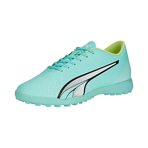 PUMA Mens Ultra Play Turf Trainer Soccer Cleats, Electric Peppermint-PUMA Mens White-Fast Yellow, 10