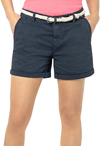 Sublevel Damen Chino Shorts mit Flechtgürtel Dark-Blue S