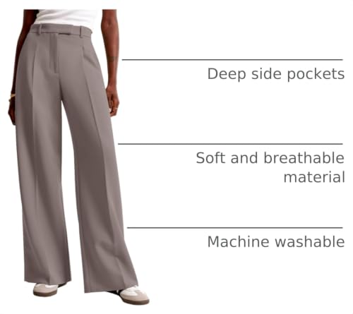 Image of NIMIN Women Wide Leg Pants High Waisted Dressy Work Trousers Business Casual Palazzo Pants with Pockets