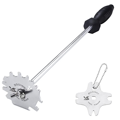MSY BIGSUNNY Good Grip Stainless Steel Grill Scraper for BBQ Grate and Griddle (16 Scraper)