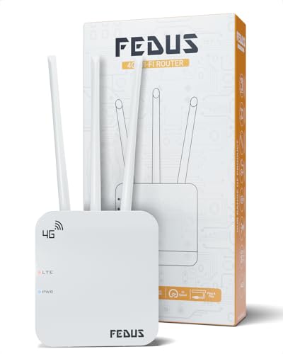 Image of FEDUS 4G Router Mobile Sim Based with 5dbi Triple Antenna 150 Mbps Speed Plug and Play Unlocked Wi-Fi Router with SIM Card Slot No Configuration Required Support All 4G Sim Card, NVR, DVR, WiFi Camera