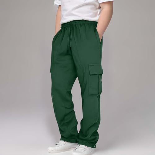 Kids Elastic Waist Sport Pants Casual Loose Fit Trousers for Boys & Girls, Comfortable Full-Length Pants for 3-14 Years3