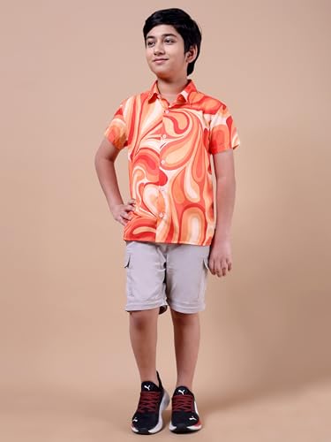 Image of Boys Printed Casual Shirt Short Sleeve Button Down Beach Shirt for Kids