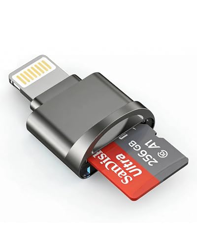 [Apple MFi Certified] Lightning Micro SD Card Reader for iPhone iPad,SD TF Card Reader Viewer Adapter for iPhone 14/13/12/11/XR/X/8/7 Supports iOS 16 17,Fast Memory Card Reader Viewer for iPhone iPad