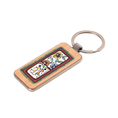 Image of AAKRITI ART CREATIONS Handcrafted Key Ring for Men & Women - Wooden, Leather & Artistic Keychain with Clip or Bottle Opener, Stylish Key Holder Accessory