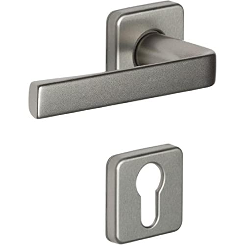 Vachette KAZA Zestaw klamek do drzwi z różami skazującymi - do drzwi toalety i łazienki - wytrzymały materiał aluminiowy - 10 lat - srebrne wykończenie