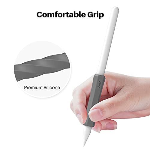 Image of NIUTRENDZ 3 Pack Silicone Grip for iPencil 2 & Apple Pencil Pro & Apple Pencil (USB-C) Ergonomic Design Protective Case Cover Sleeve (White + Grey + Black)