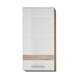 trendteam smart living Badezimmer Hängeschrank Schrank Set One, 37 x 77 x 24 cm, in Korpus und Absetzung Eiche San Remo hell (Nb.)/Front Weiß Hochglanz mit viel Stauraum