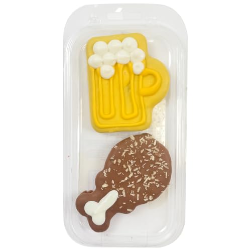 Wufers Woof It Down Frosty Pint & Hot Wing Dog Treats 2 Pack Decorated Soft-Baked Dog Cookies Funny Dog Treat Gift Made in North America