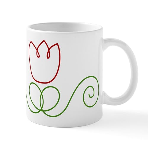 Taza de cerámica 11 oz en tulipán rojo