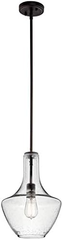 KICHLER Everly 15.25" 1 Light Bell Pendant Clear Seeded Glass Olde Bronze®