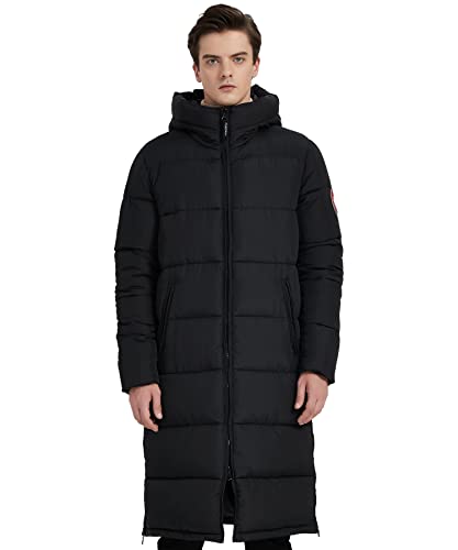 PUREMSX Unisex Long Puffer Coat, Winter Warm Thick Insulated Windproof Outdoor Padded Parka Jacket