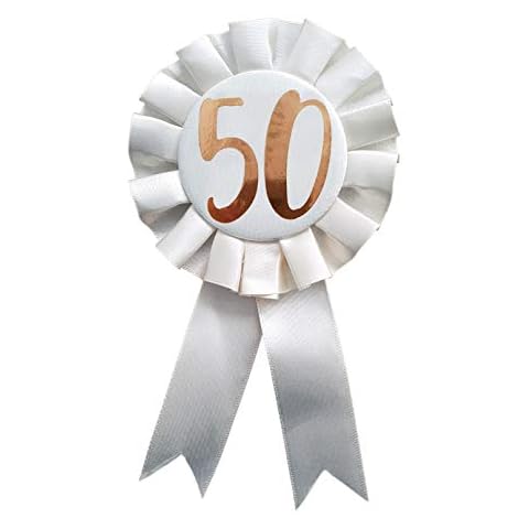 Alandra Birthdays RGB-50 50th Cream & Rose Gold Metallic Birthday Rosette, One Size Cover
